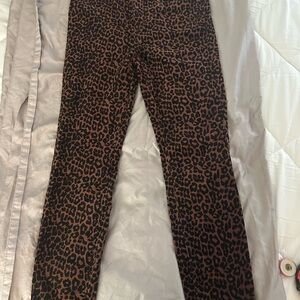 LOFT Brown Leopard Print Skinny Jeans corduroy